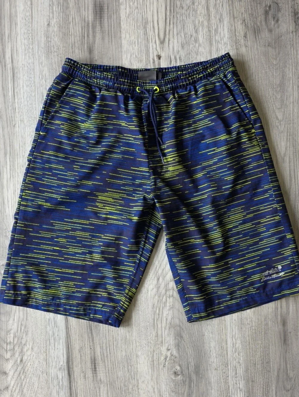 Eddie Bauer Boys Swim Trunks XL 18/20 Blue Green Mesh Lined Board Shorts
